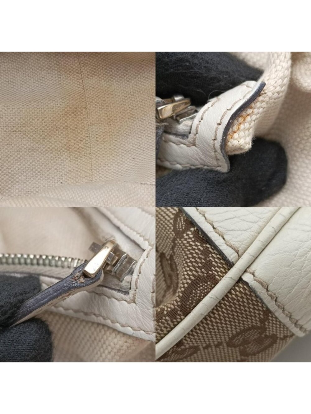 Gucci Bamboo Beige White Canvas Leather - Picture 16 of 16